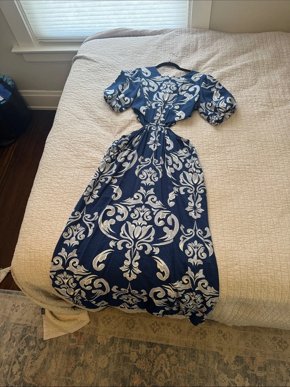 Abercrombie blue and White Floral Print Maxi Dress